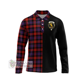 Broun Modern Tartan Long Sleeve Polo Shirt with Family Crest and Half Of Me Style