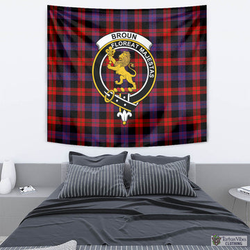 Broun Modern Tartan Tapestry Wall Hanging and Home Decor for Room with Family Crest