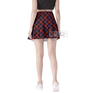 Broun Modern Tartan Women's Plated Mini Skirt Cross Style