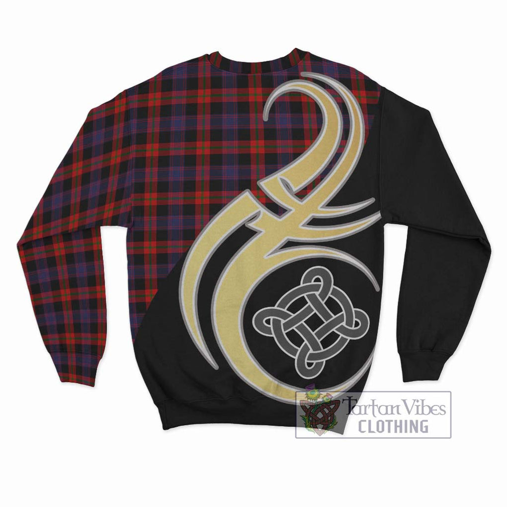 Broun Modern Tartan Sweatshirt with Family Crest and Celtic Symbol Style - Tartan Vibes Clothing