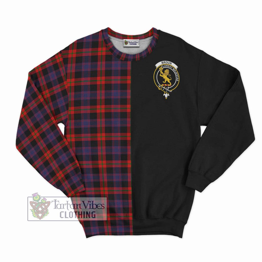 Broun Modern Tartan Sweatshirt with Family Crest and Half Of Me Style - Tartanvibesclothing Shop