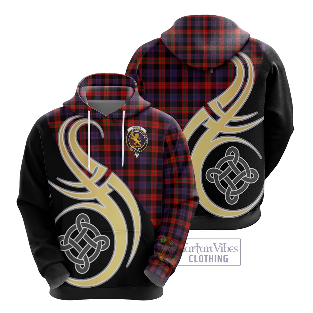 Broun Modern Tartan Hoodie with Family Crest and Celtic Symbol Style - Tartan Vibes Clothing