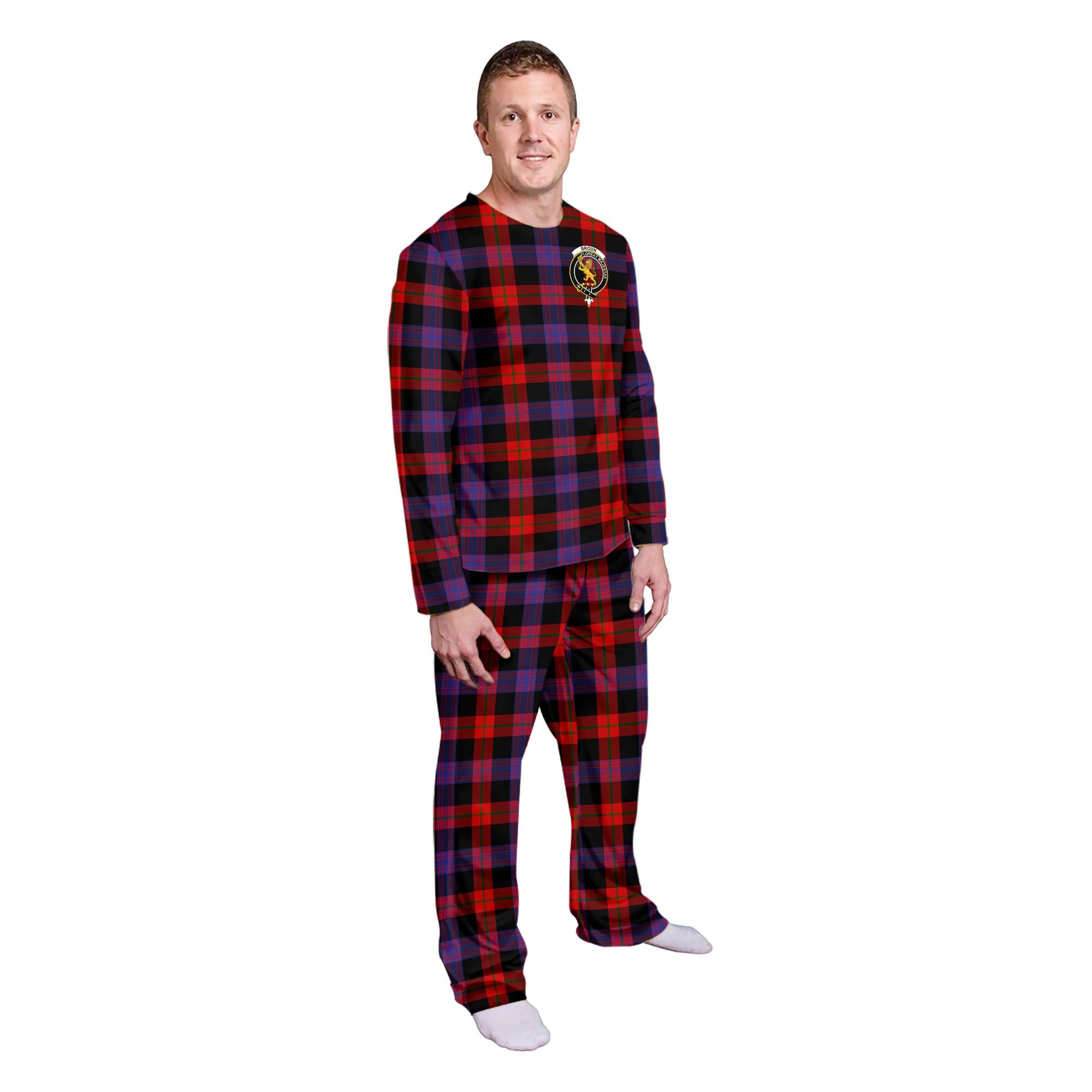 Broun Modern Tartan Pajamas Family Set with Family Crest - Tartan Vibes Clothing