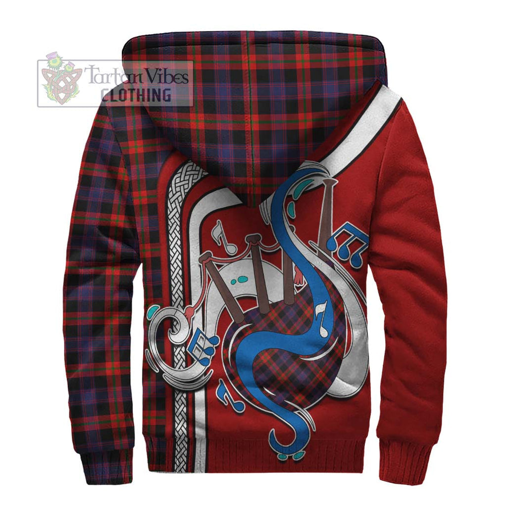 Broun Modern Tartan Sherpa Hoodie with Epic Bagpipe Style - Tartanvibesclothing Shop