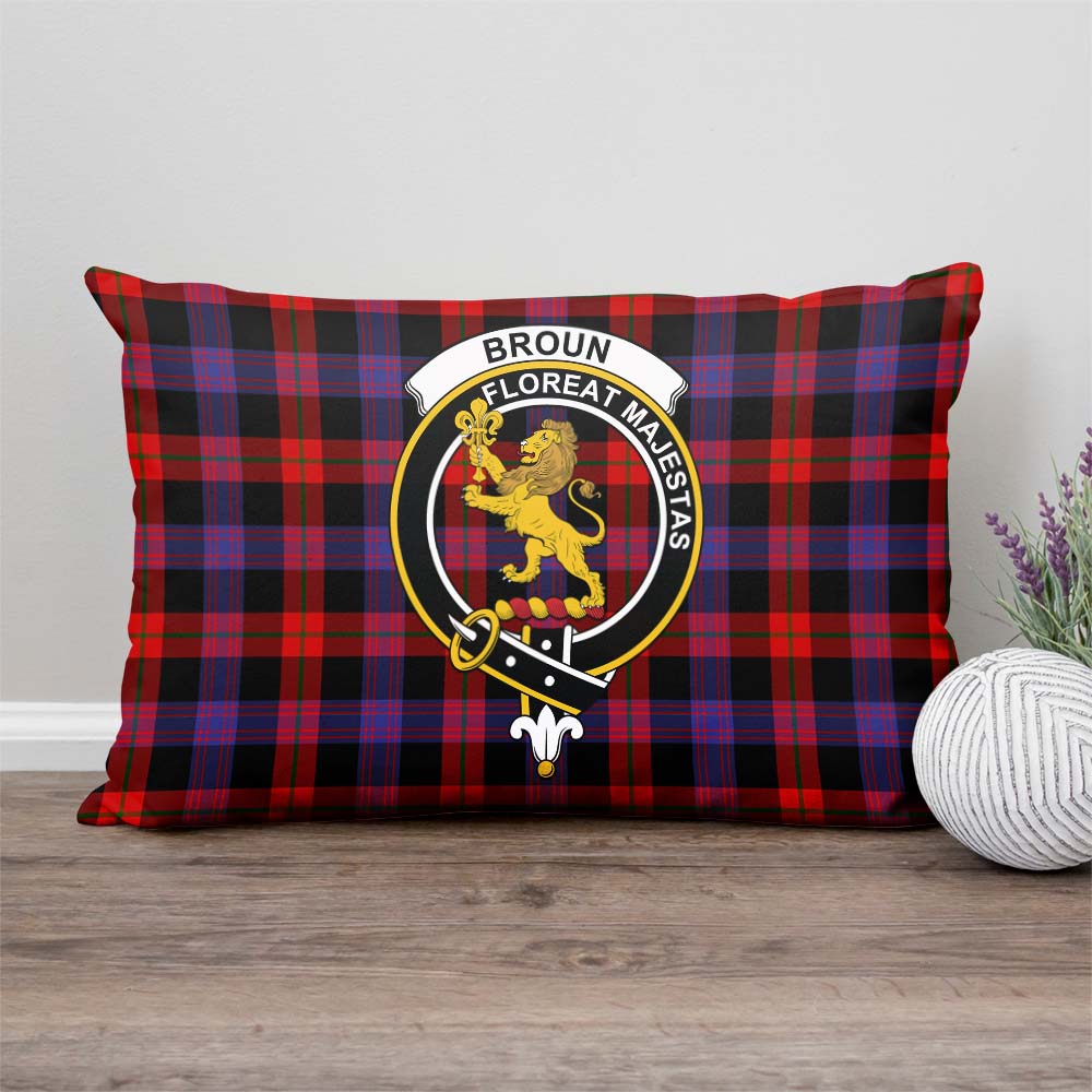 Broun Modern Tartan Pillow Cover with Family Crest Rectangle Pillow Cover - Tartanvibesclothing