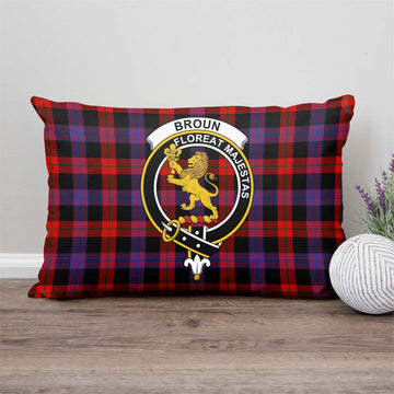 Broun Modern Tartan Pillow Cover with Family Crest