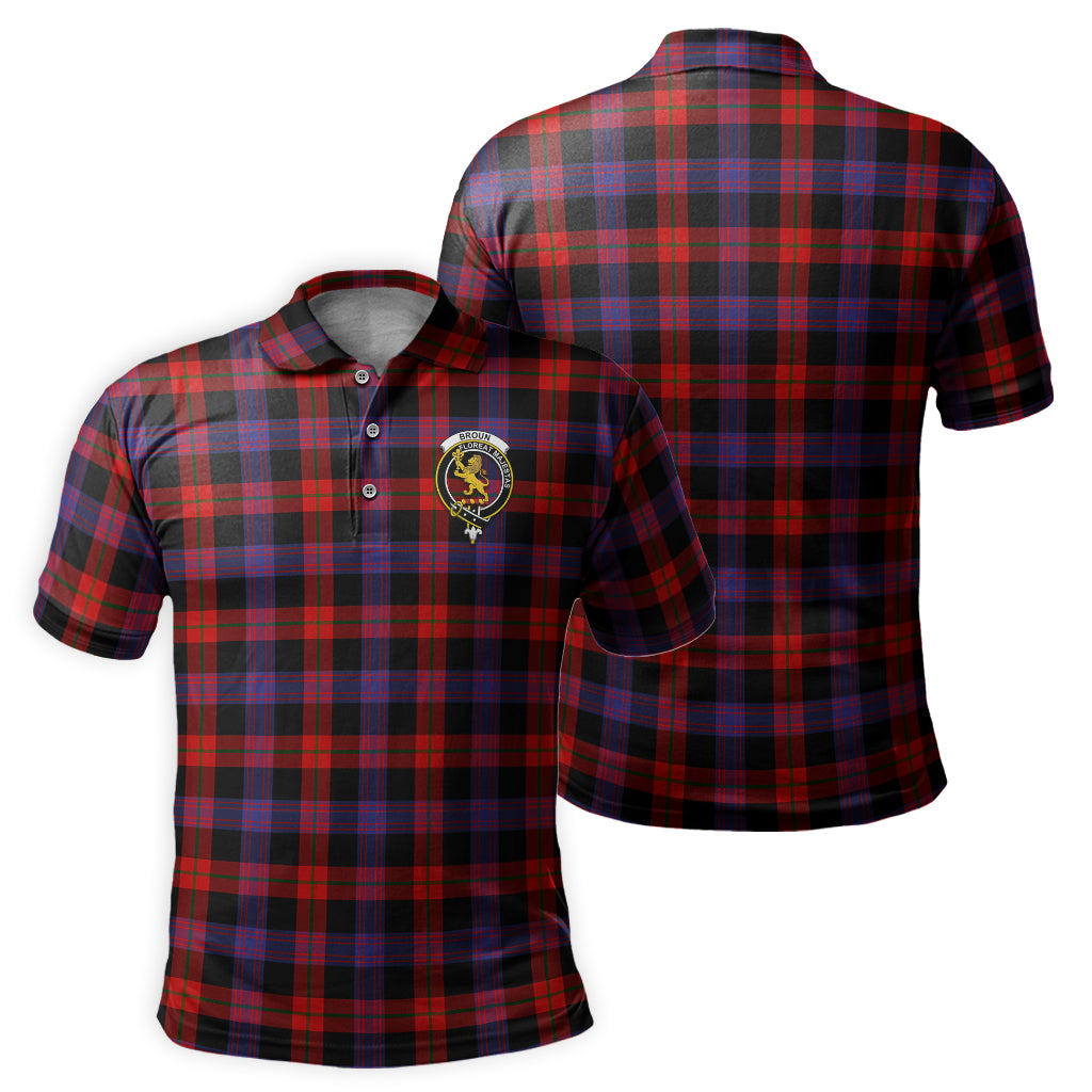 Broun Modern Tartan Men's Polo Shirt with Family Crest - Tartanvibesclothing