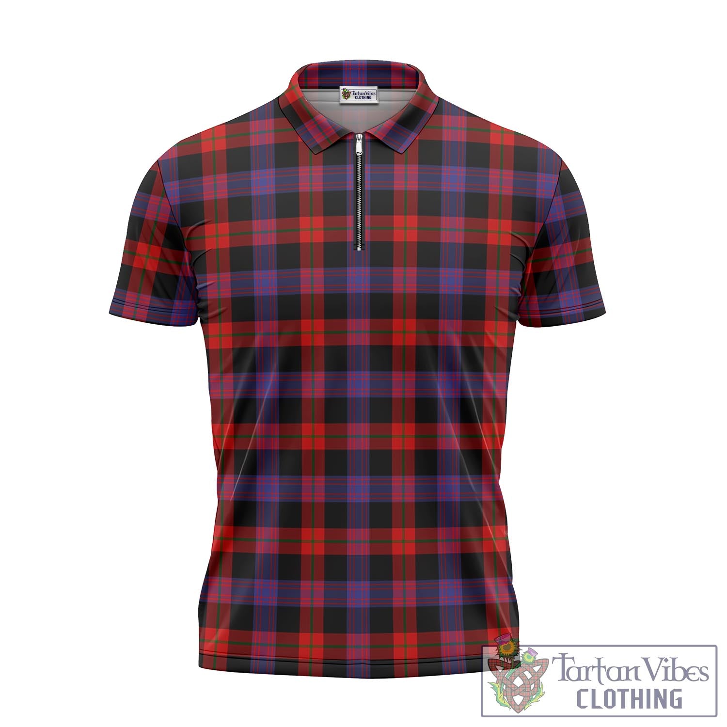 Tartan Vibes Clothing Broun Modern Tartan Zipper Polo Shirt