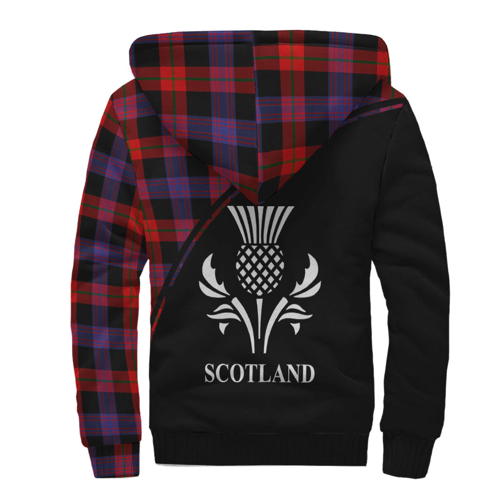 Broun Modern Tartan Sherpa Hoodie with Family Crest Curve Style - Tartanvibesclothing