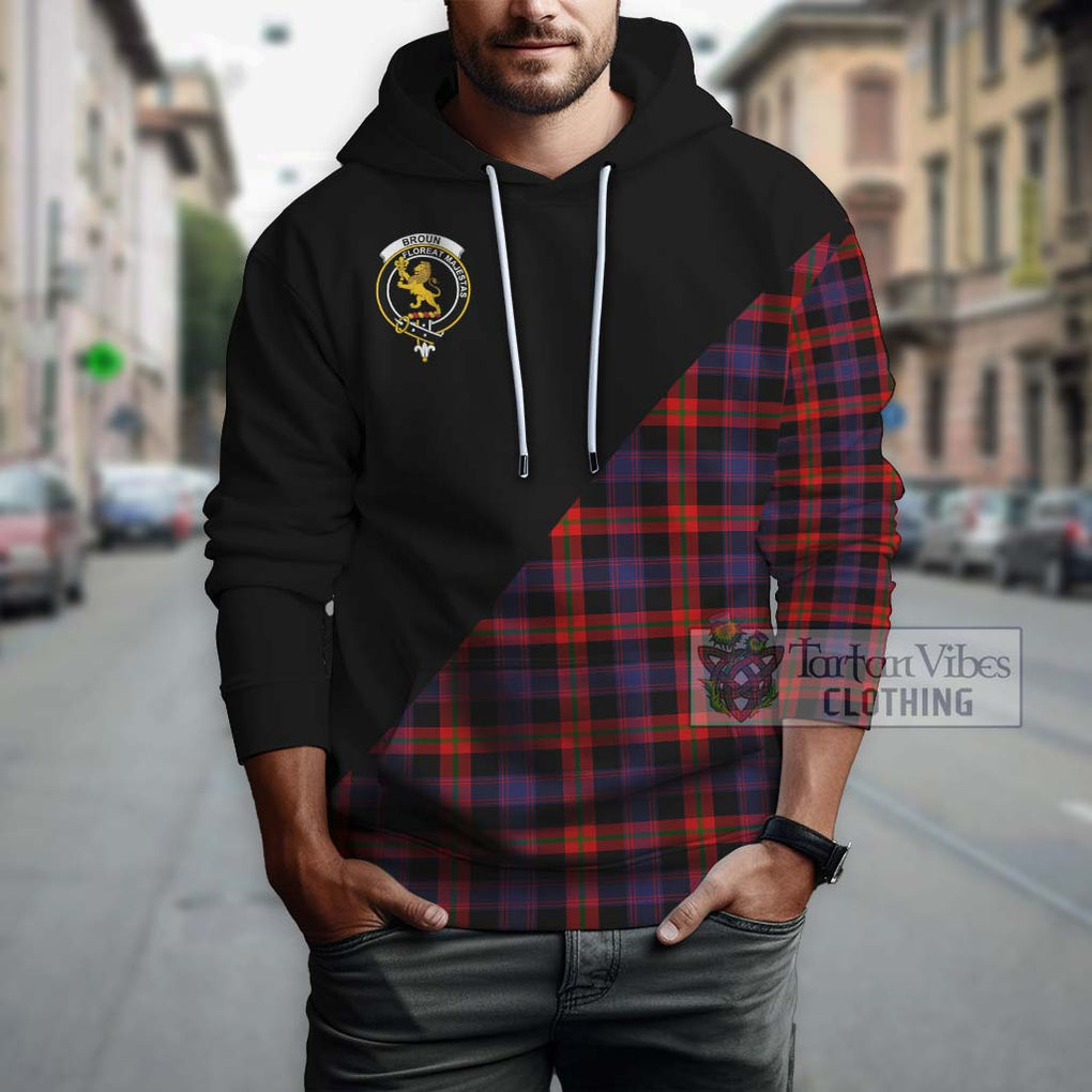 Broun Modern Tartan Hoodie with Family Crest and Military Logo Style - Tartanvibesclothing Shop