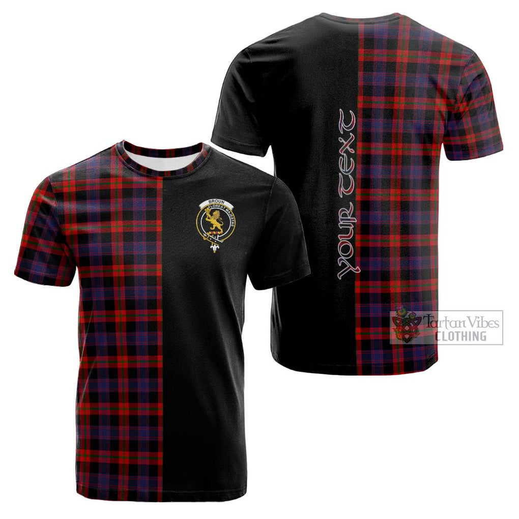 Tartan Vibes Clothing Broun Modern Tartan Cotton T-shirt with Family Crest and Half Of Me Style