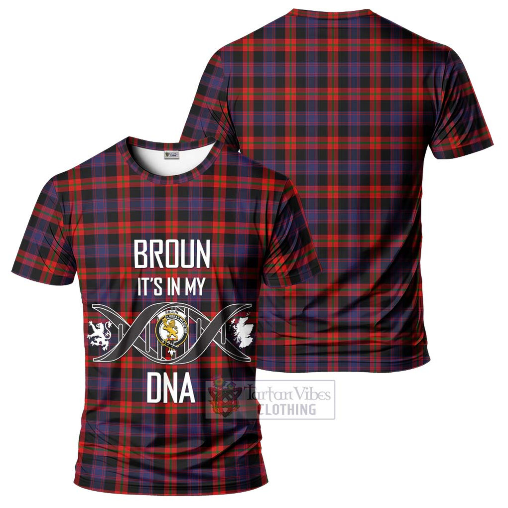 Broun Modern Tartan T-Shirt with Family Crest DNA In Me Style - Tartan Vibes Clothing