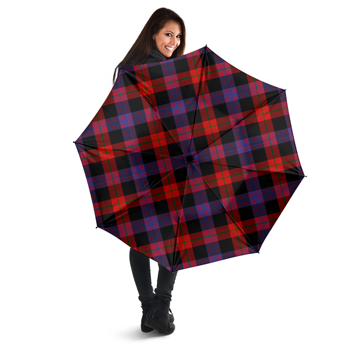 Broun Modern Tartan Umbrella - Tartanvibesclothing