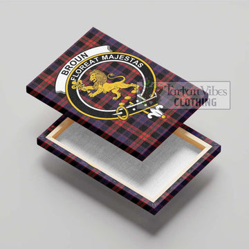 Broun Modern Tartan Canvas Print Wall Art with Family Crest