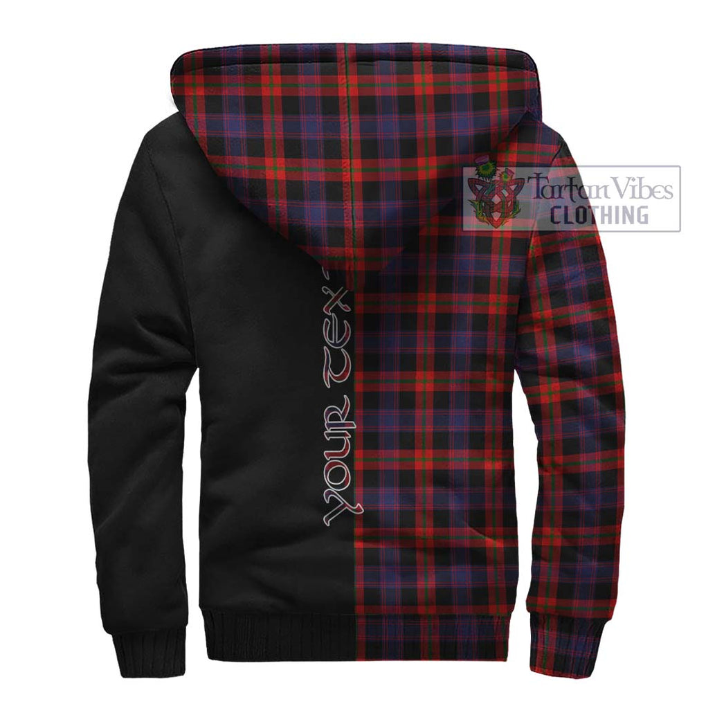 Broun Modern Tartan Sherpa Hoodie with Family Crest and Half Of Me Style - Tartanvibesclothing Shop