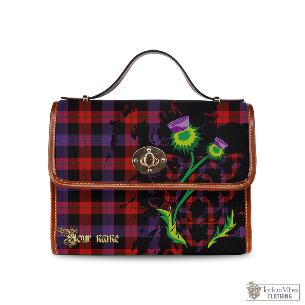 Tartan Vibes Clothing Broun Modern Tartan Waterproof Canvas Bag with Scotland Map and Thistle Celtic Accents