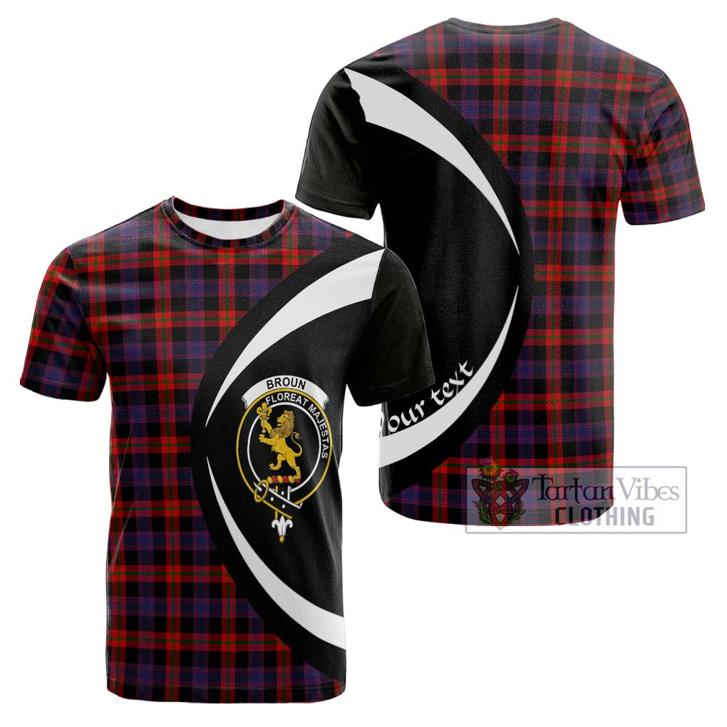 Tartan Vibes Clothing Broun Modern Tartan Cotton T-shirt with Family Crest Circle Style