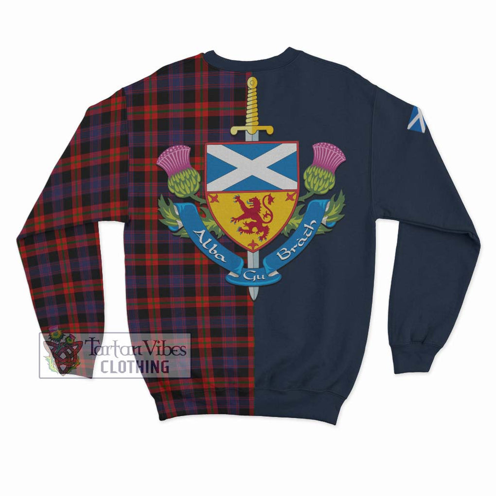 Tartan Vibes Clothing Broun Modern Tartan Sweatshirt with Scottish Lion Royal Arm Half Style