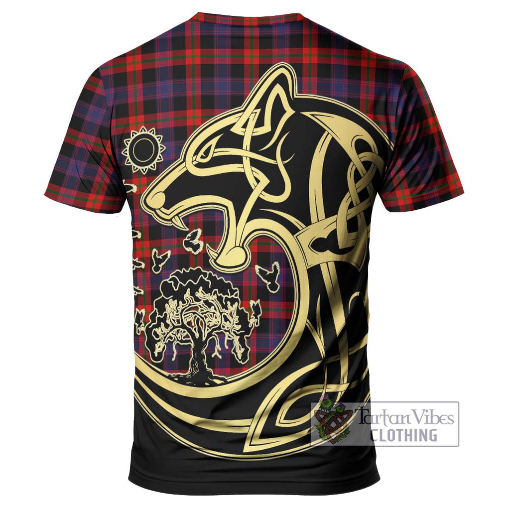 Broun Modern Tartan T-Shirt with Family Crest Celtic Wolf Style - Tartan Vibes Clothing