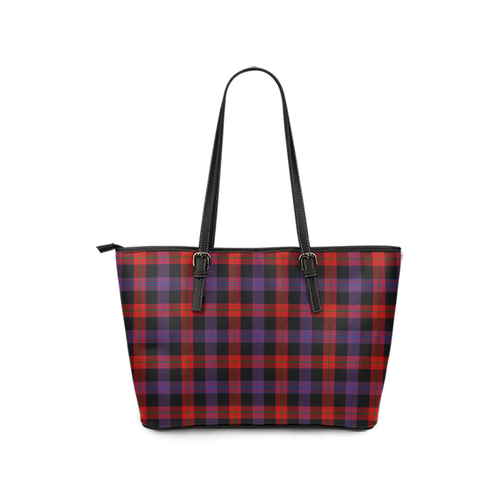 Broun Modern Tartan Leather Tote Bag - Tartanvibesclothing