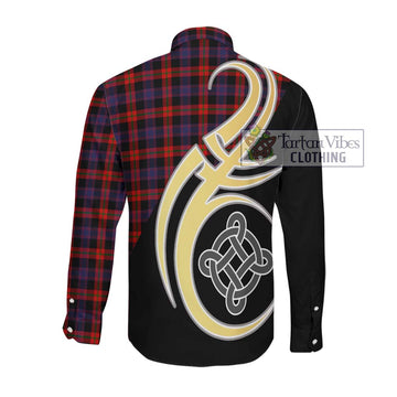 Broun Modern Tartan Long Sleeve Button Shirt with Family Crest and Celtic Symbol Style