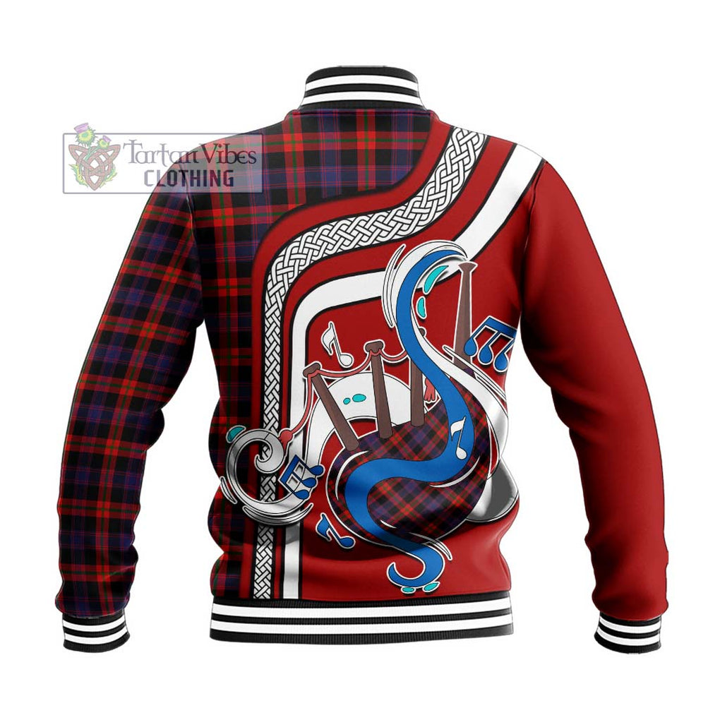 Tartan Vibes Clothing Broun Modern Tartan Baseball Jacket with Epic Bagpipe Style