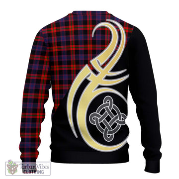 Broun Modern Tartan Ugly Sweater with Family Crest and Celtic Symbol Style