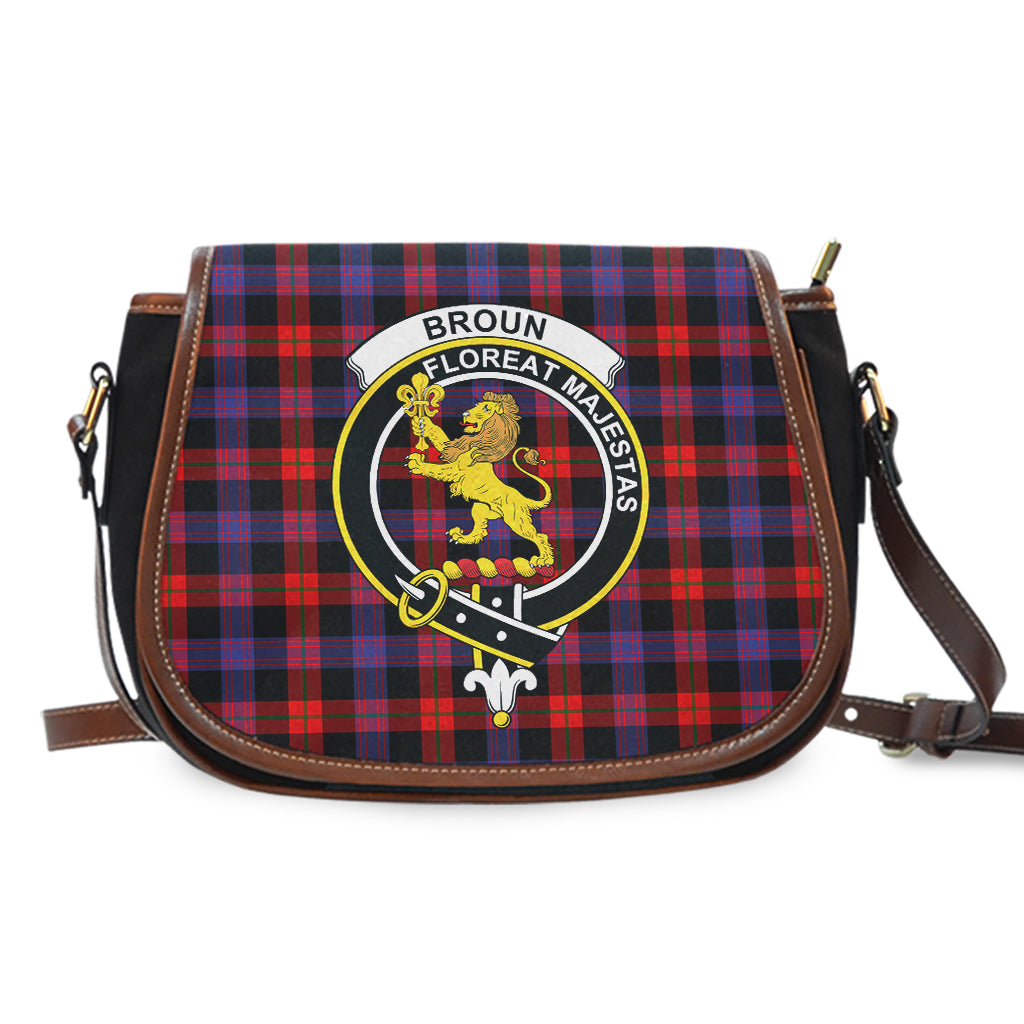 Broun Modern Tartan Saddle Bag with Family Crest - Tartan Vibes Clothing