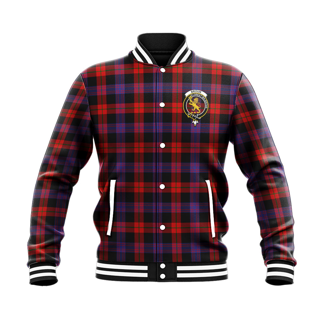 Broun Modern Tartan Baseball Jacket with Family Crest - Tartan Vibes Clothing