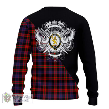 Broun Modern Tartan Ugly Sweater with Family Crest and Military Logo Style