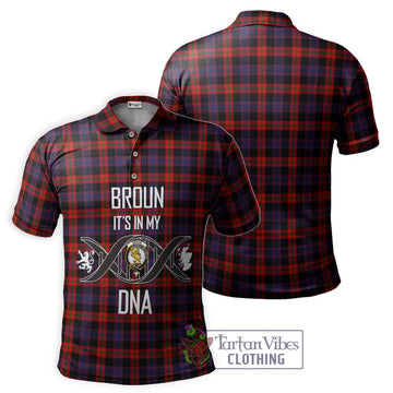 Broun Modern Tartan Polo Shirt with Family Crest DNA In Me Style