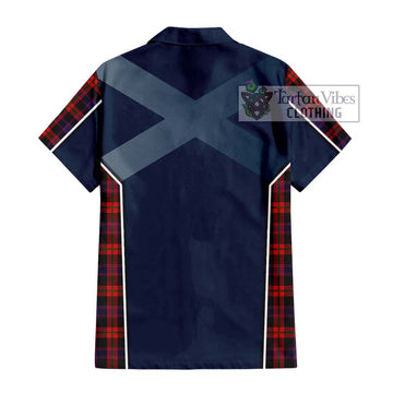 Broun Modern Tartan Short Sleeve Button Shirt with Family Crest and Lion Rampant Vibes Sport Style