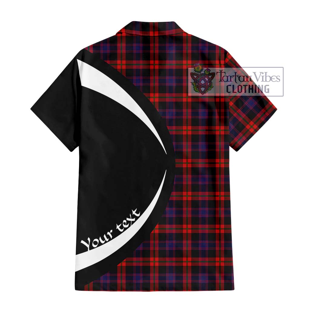 Broun Modern Tartan Short Sleeve Button Up with Family Crest Circle Style - Tartan Vibes Clothing