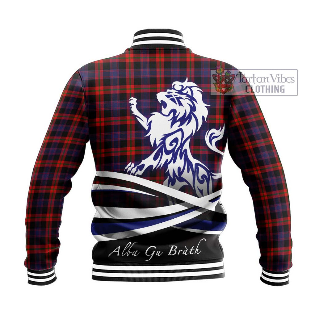 Broun Modern Tartan Baseball Jacket with Alba Gu Brath Regal Lion Emblem - Tartanvibesclothing Shop