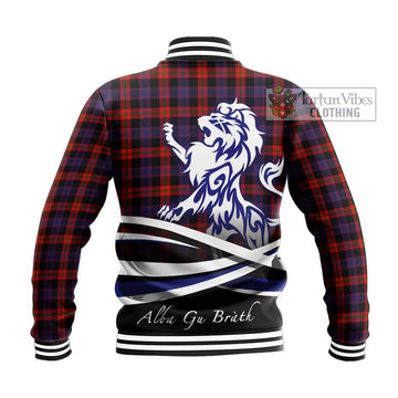 Broun Modern Tartan Baseball Jacket with Alba Gu Brath Regal Lion Emblem