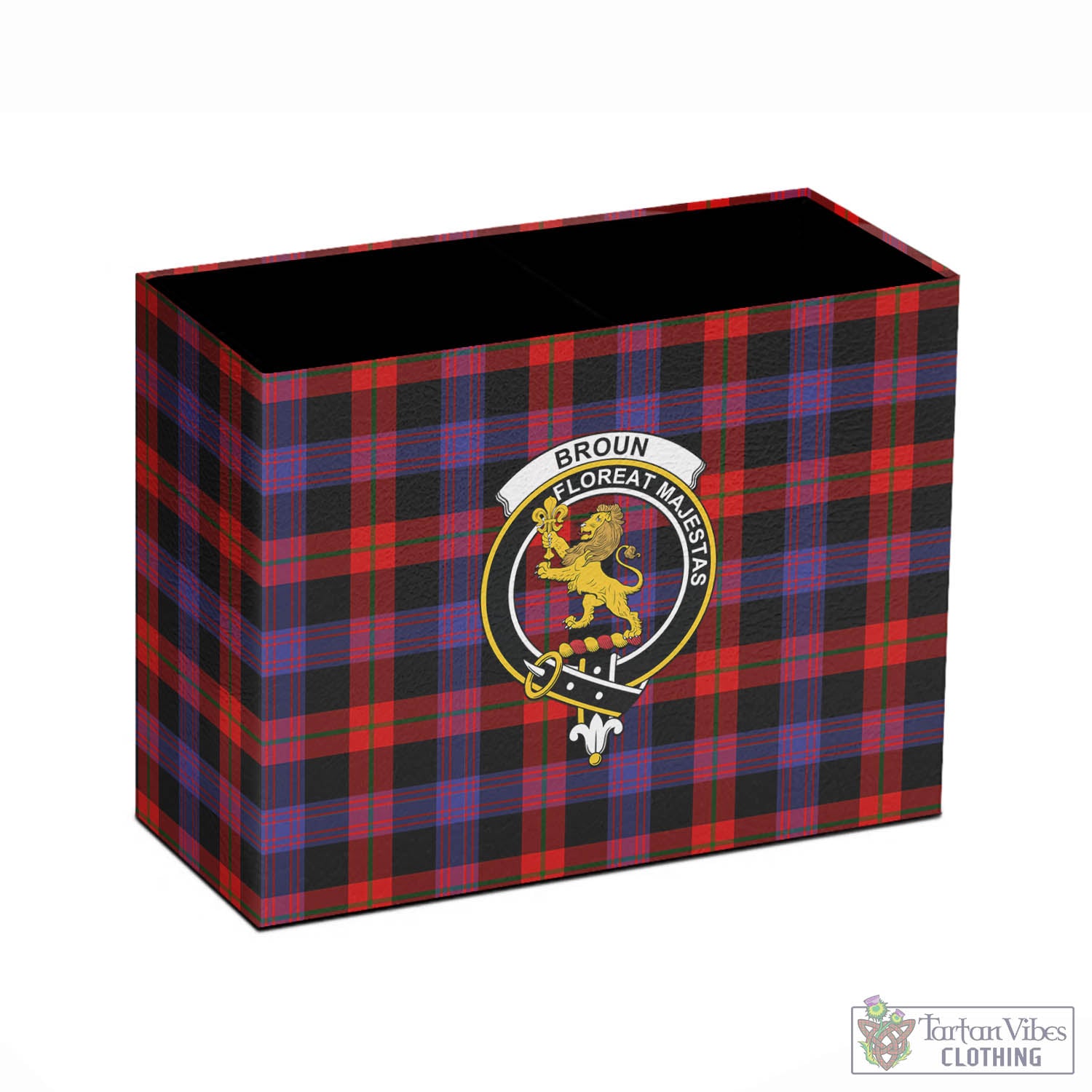 Tartan Vibes Clothing Broun Modern Tartan Pen Holder with Family Crest