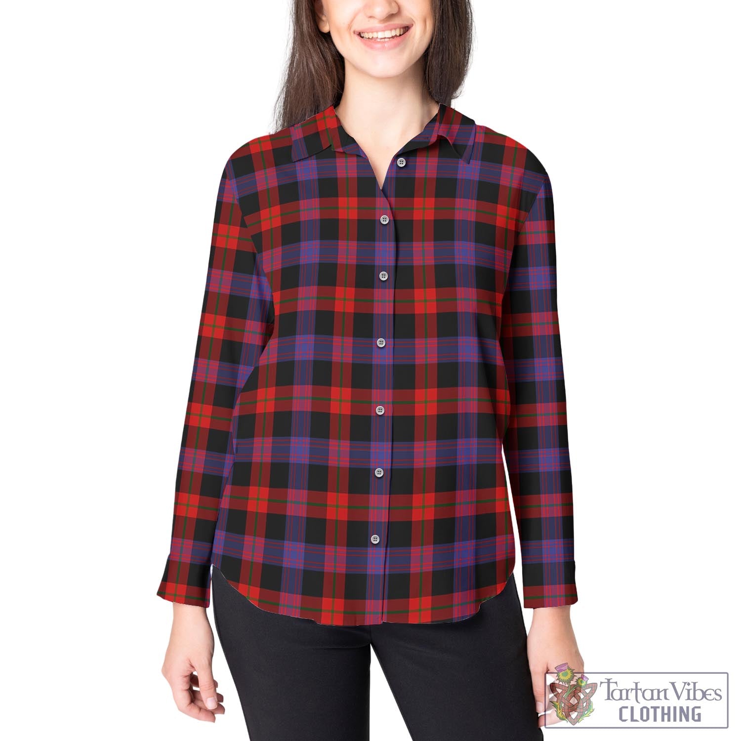 Broun Modern Tartan Womens Casual Shirt