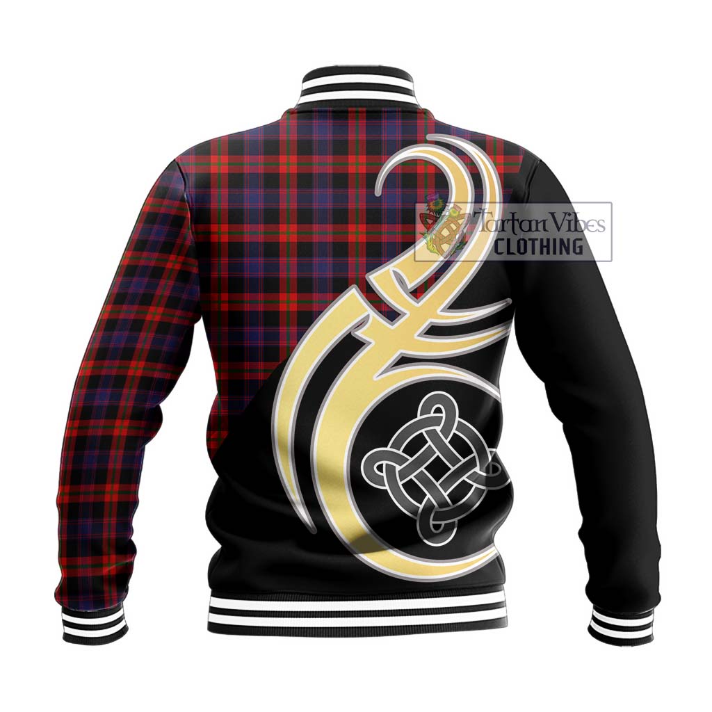 Broun Modern Tartan Baseball Jacket with Family Crest and Celtic Symbol Style - Tartan Vibes Clothing