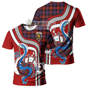 Broun Modern Tartan T-Shirt with Epic Bagpipe Style