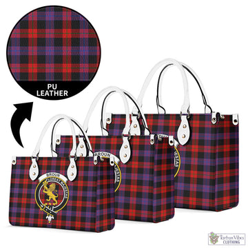 Broun Modern Tartan Luxury Leather Handbags with Family Crest