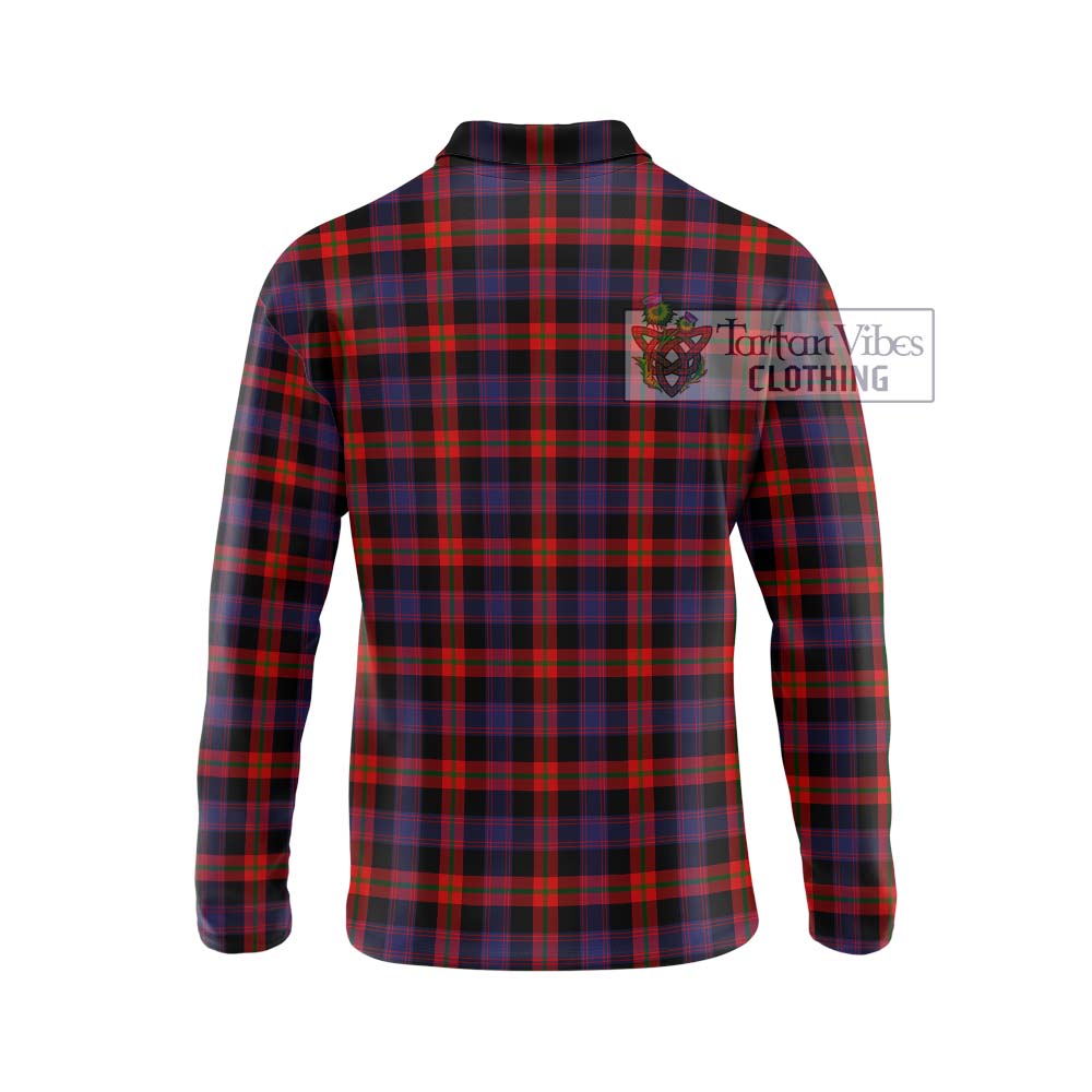 Broun Modern Tartan Long Sleeve Polo Shirt with Family Crest DNA In Me Style - Tartanvibesclothing Shop