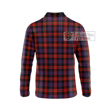 Broun Modern Tartan Long Sleeve Polo Shirt with Family Crest DNA In Me Style