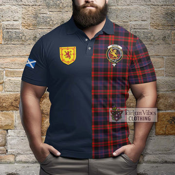 Broun Modern Tartan Polo Shirt Alba with Scottish Lion Royal Arm Half Style