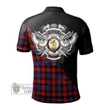 Broun Modern Tartan Polo Shirt with Family Crest and Military Logo Style