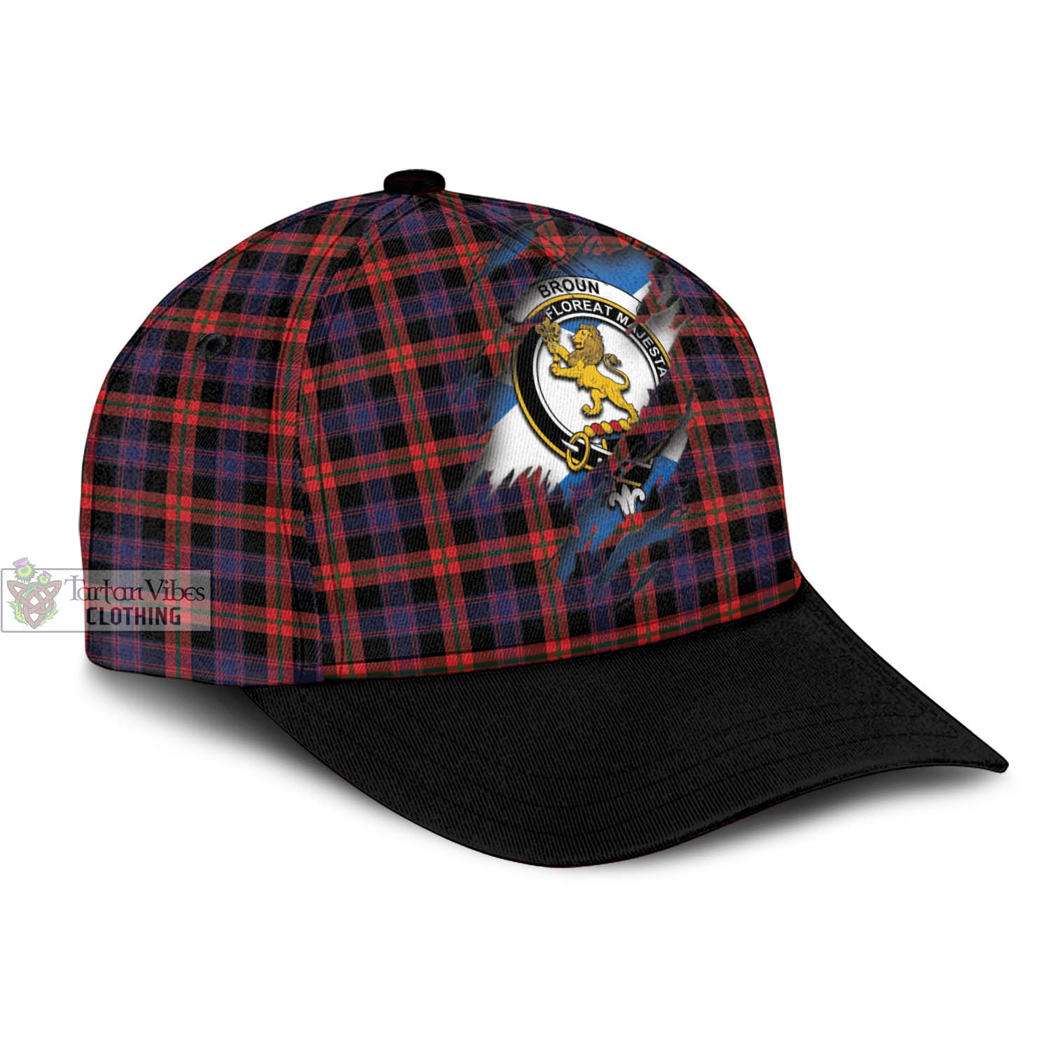 Tartan Vibes Clothing Broun Modern Tartan Classic Cap with Family Crest In Me Style