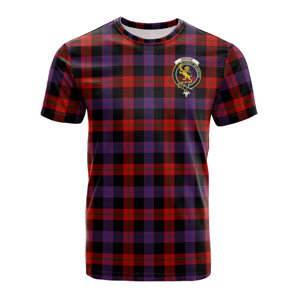 Broun Modern Tartan T-Shirt with Family Crest - Tartan Vibes Clothing