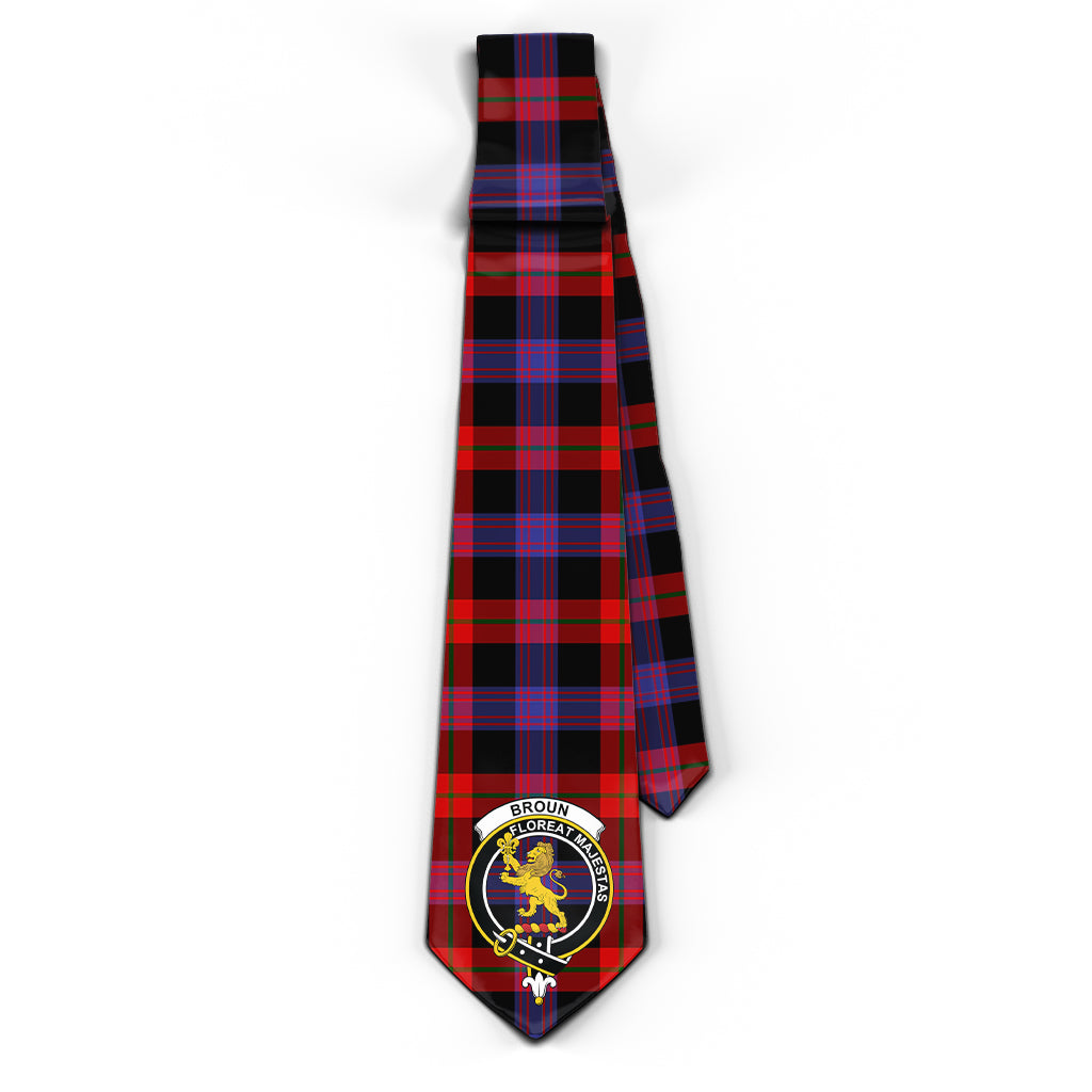 Broun Modern Tartan Classic Necktie with Family Crest - Tartan Vibes Clothing