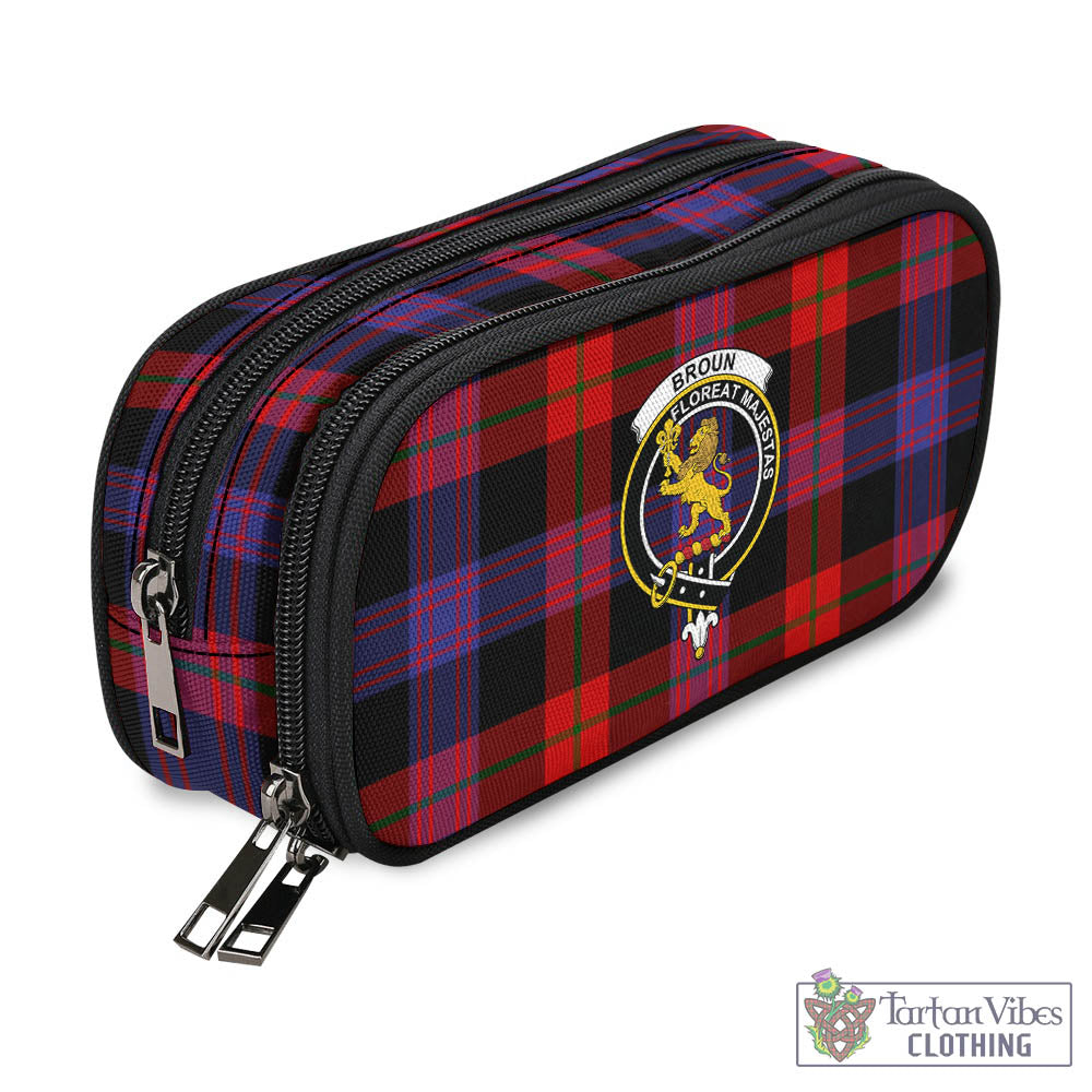 Tartan Vibes Clothing Broun Modern Tartan Pen and Pencil Case with Family Crest