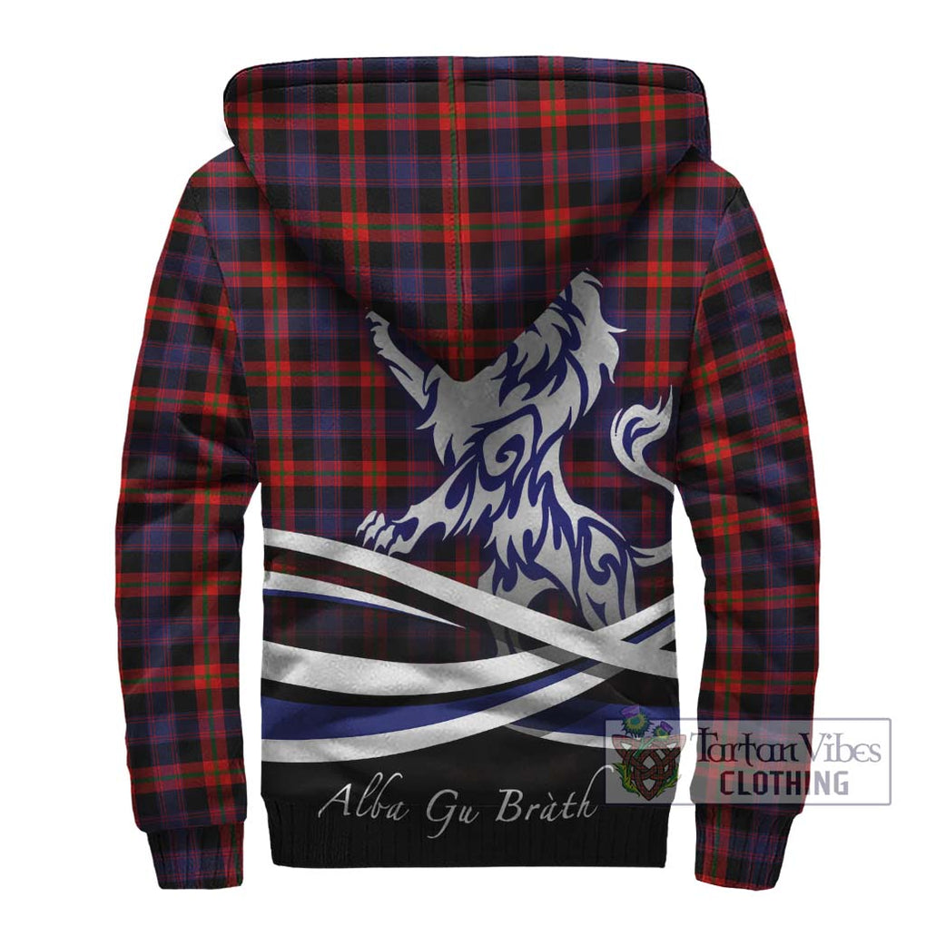 Broun Modern Tartan Sherpa Hoodie with Alba Gu Brath Regal Lion Emblem - Tartanvibesclothing Shop