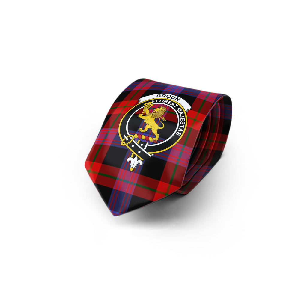 Broun Modern Tartan Classic Necktie with Family Crest - Tartan Vibes Clothing